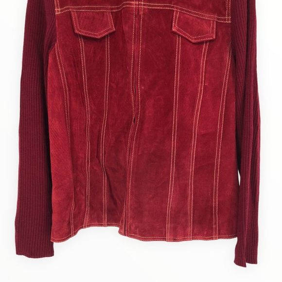 Coldwater Creek Rust Western Suede Knit Sweater Jacket Long Sleeve NWT size 16 - Picture 3 of 11